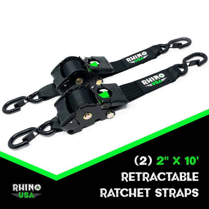 Rhino USA Retractable Ratchet Straps (2Pk 2Inx10Ft) Blue - Image 5