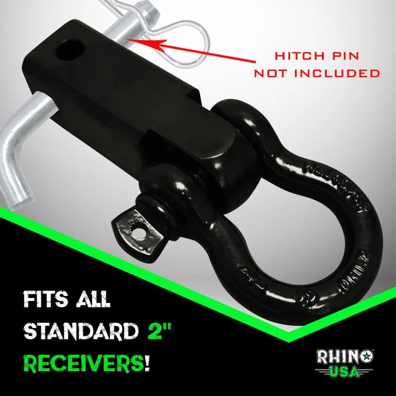 Rhino USA Shackle Hitch Receiver W/ D-Ring (Red) - Image 3