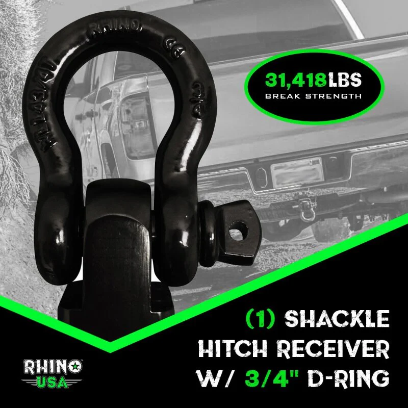 Rhino USA Shackle Hitch Receiver W/ D-Ring (Red) - Image 4