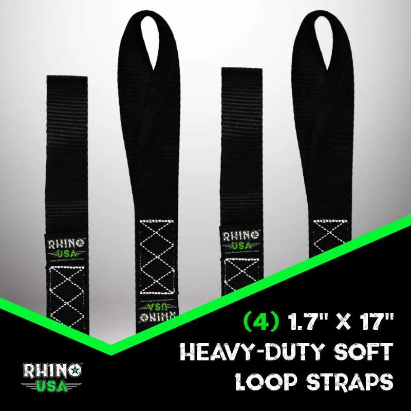 Rhino USA Soft Loops Motorcycle Tie-Down Set 4-Pack Green - Image 3