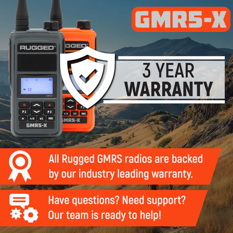 Rugged Radios Waterproof GMRS Handheld Radio with NOAA Alerts - FM Radio - Safety Orange - Image 2
