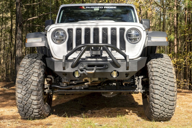 Rugged Ridge HD Bumper Stubby Front 07-18 Jeep Wrangler JK 18-20 Jeep Wrangler JL 2020 JT - Image 2