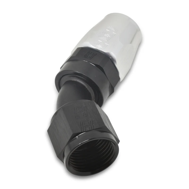 Russell Performance -6 AN Black/Silver 45 Degree Full Flow Hose End - Image 4