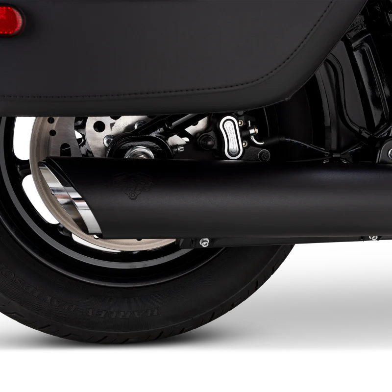 Vance & Hines 2025+ HD Softail Twin Slash 4in Round Black Slip-On Exhaust - Image 3