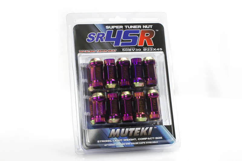 Wheel Mate Muteki HR38 Open End Lug Nuts 12x1.50 Black Chrome / Yellow Ring - Image 2