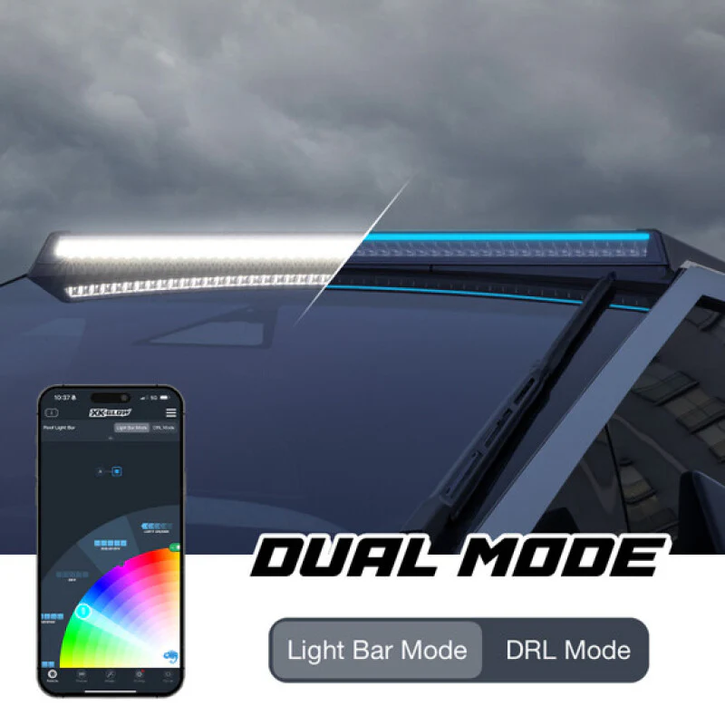 XK Glow Tesla Cybertruck XKmax 50in Roof LED Off-Road Light Bar w/ RGBW Chasing DRL & App Control - Image 2