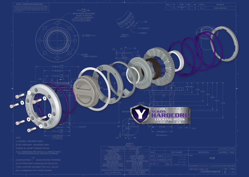 Yukon Gear Hardcore Locking Hub Set For Dana 44 / GM & Ford 1/2 & 3/4 Ton / 19 Spline - Image 7